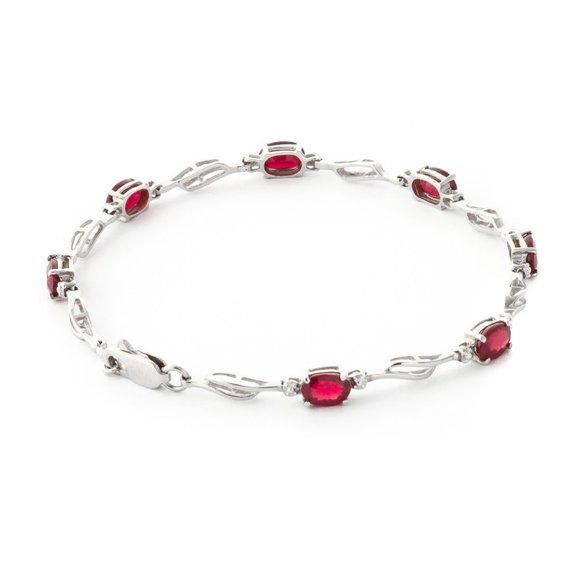 14K GOLD TENNIS BRACELET WITH RUBIES & DIAMONDS - Picture 3 of 9